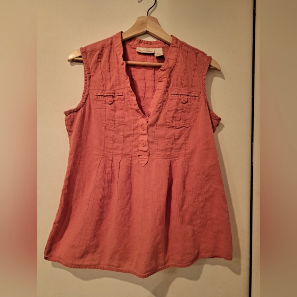 DKNY Orange V Neck High Low Tank